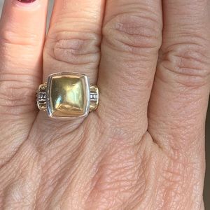 LAGOS 2 tone silver/gold cushion top ring size 6